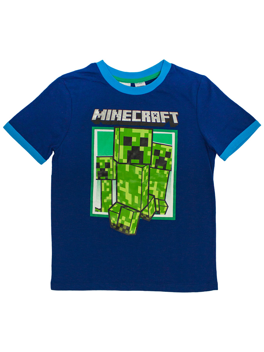 Футболка Minecraft Creeper attack синяя Размер 32