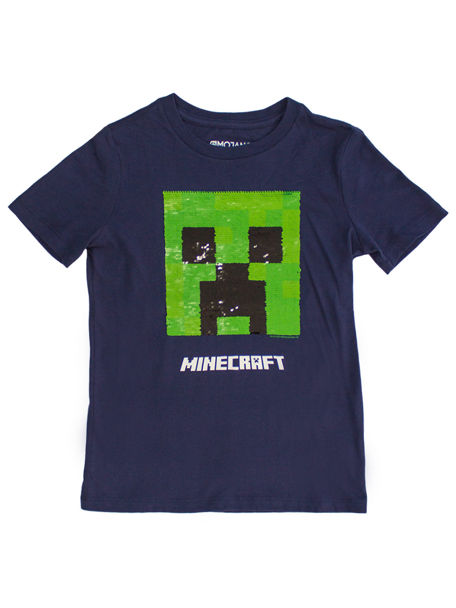 Футболка Minecraft с пайетками синяя Размер 32-34