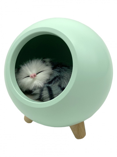 Светильник Котенок спящий в домике зеленый