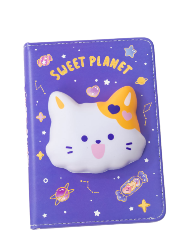 Блокнот со сквишем Кошечка Sweet Planet формат А6 фиолетовый
