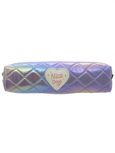 Пенал прямоугольный Nice Day с сердечком фиолетовый перламутр