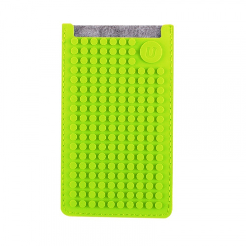 Маленький пиксельный чехол для смартфона (универсальный) Pixel felt phone pocket  WY-B009 Серый-Зеленый