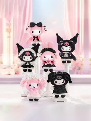 Мягкая игрушка Куроми и Май Мелоди Kuromi & My Melody Сад ангелов в сюрприз-боксе 17см, 1шт.