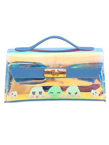 Набор сумочка c косметичкой Динозаврки синий перламутр