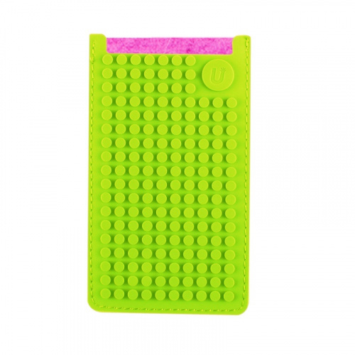 Маленький пиксельный чехол для смартфона (универсальный) Pixel felt phone pocket WY-B009 Фуксия-Зеленый