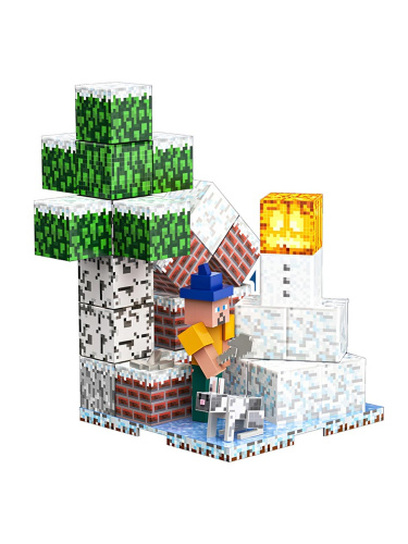 Магнитный конструктор Майнкрафт Большой снеговик Minecraft, 46 деталей