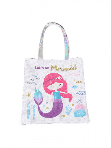 Сумка на плечо с пайетками Русалка Lets be Mermaid белая