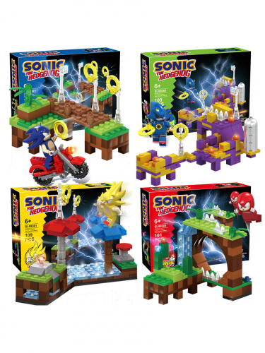 Конструктор детский Sonic The Hedgehog: Соник, Накзл, Метал Соник, Супер Соник, 8 шт