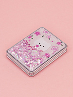 Зеркало косметическое Мишка Lovely Bear with a bag с блестками складное прямоугольное розовое