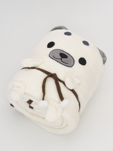 Мягкая игрушка-плед собака Шиба Ину белая