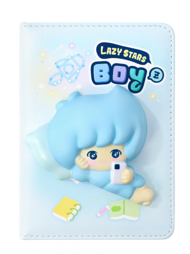 Блокнот со сквишем Мальчик Lazy Stars формат А6 голубой