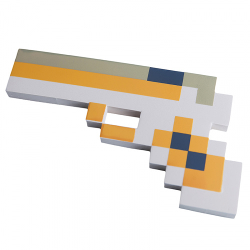 Пистолет Оранжевый пиксельный Майнкрафт (Minecraft) 8Бит 22см