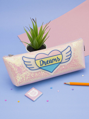 Пенал с блестками Heart Dreams с подсветкой светло-розовый