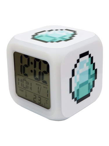 Часы-будильник Алмазная руда серия 2 пиксельные с подсветкой