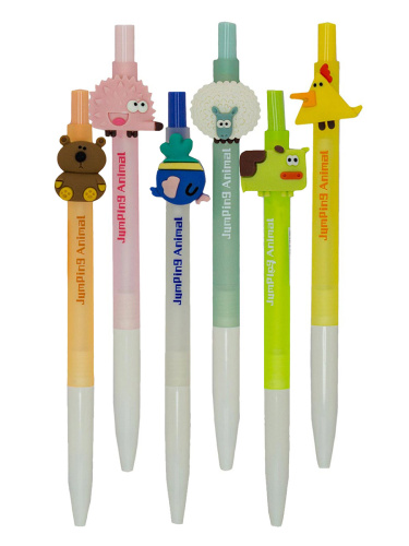 Набор ручек Прыгающие животные шариковая чернила синие 6шт