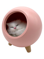 Светильник Котенок спящий в домике розовый