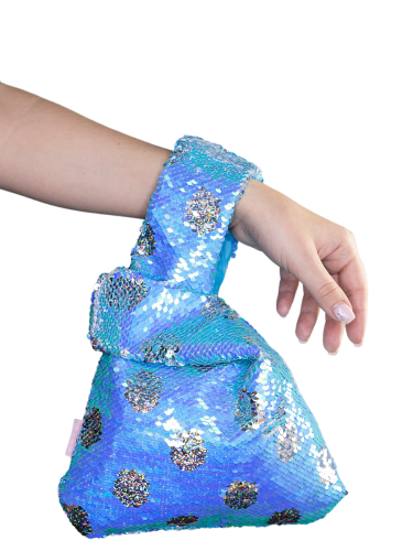 Сумочка на запястье с пайетками Bright Dreams голубая