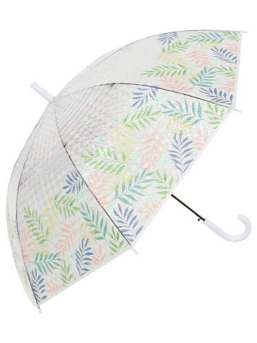 Зонт-трость Тропические Листья с 3D эффектом белый