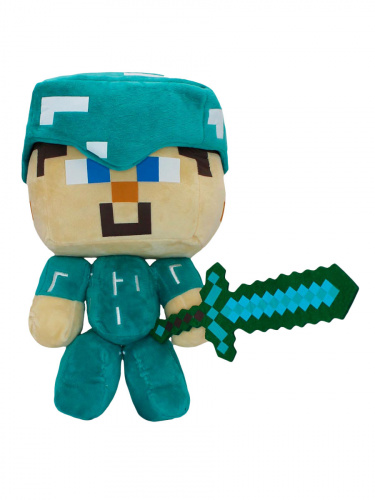 Мягкая игрушка Майнкрафт Стив Minecraft Diamond Steve с мечом 35см